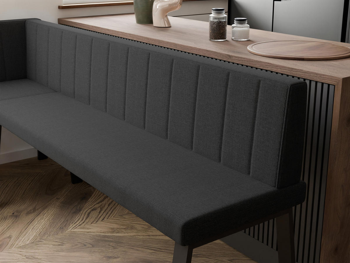 ECKBANK links MONO Y Webstoff gesteppt, 142/196 cm Anthrazit - Anthrazit, Textil/Metall (142/196cm) - Idohome