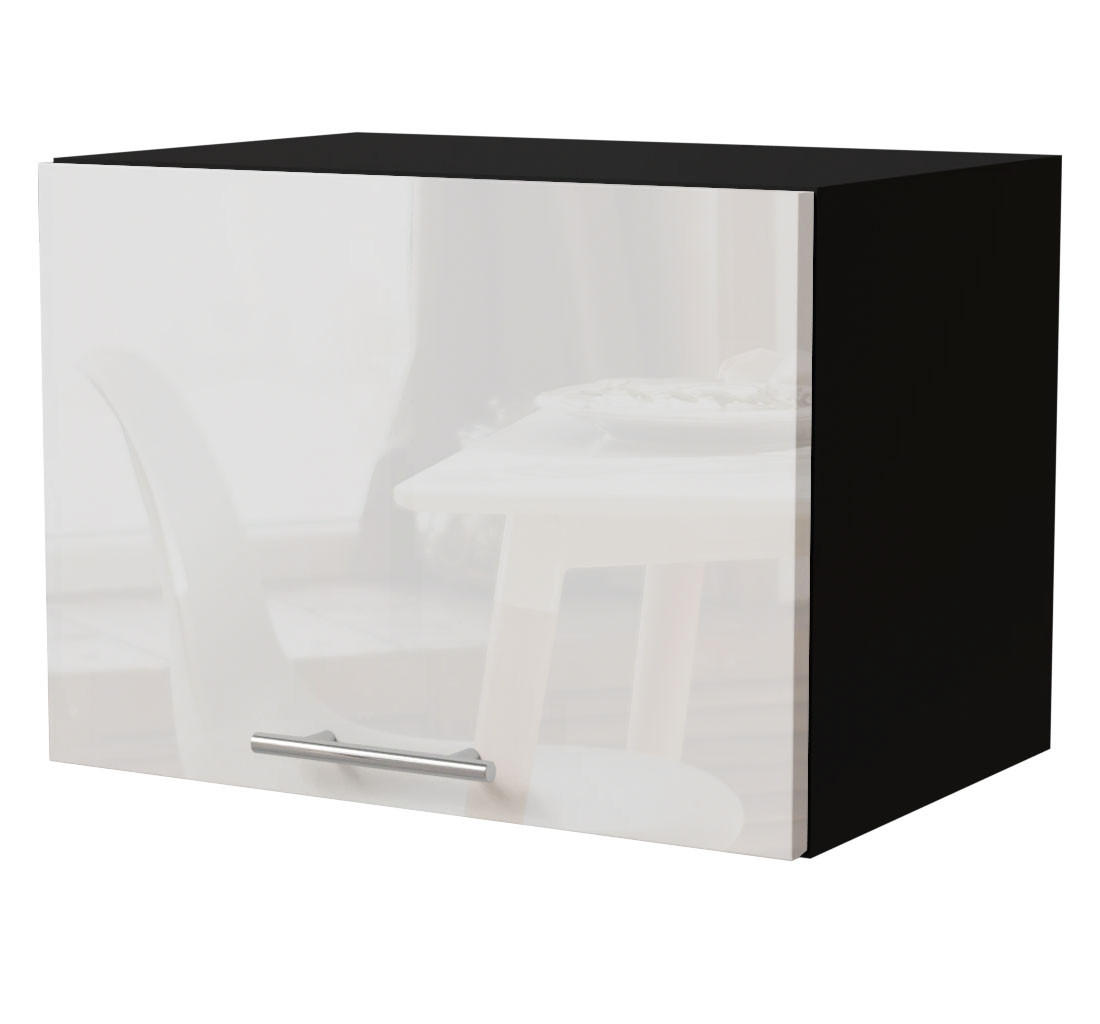 Feldmann-Wohnen Klapphängeschrank Weiß Hochglanz, Schwarz 50x36x32.5 cm