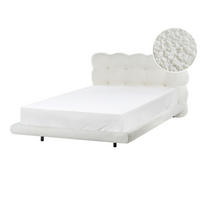 BETT mit Lattenrost 120/200 Bouclé Cremeweiß Soulisse - Creme, Textil (120/200cm) - Beliani