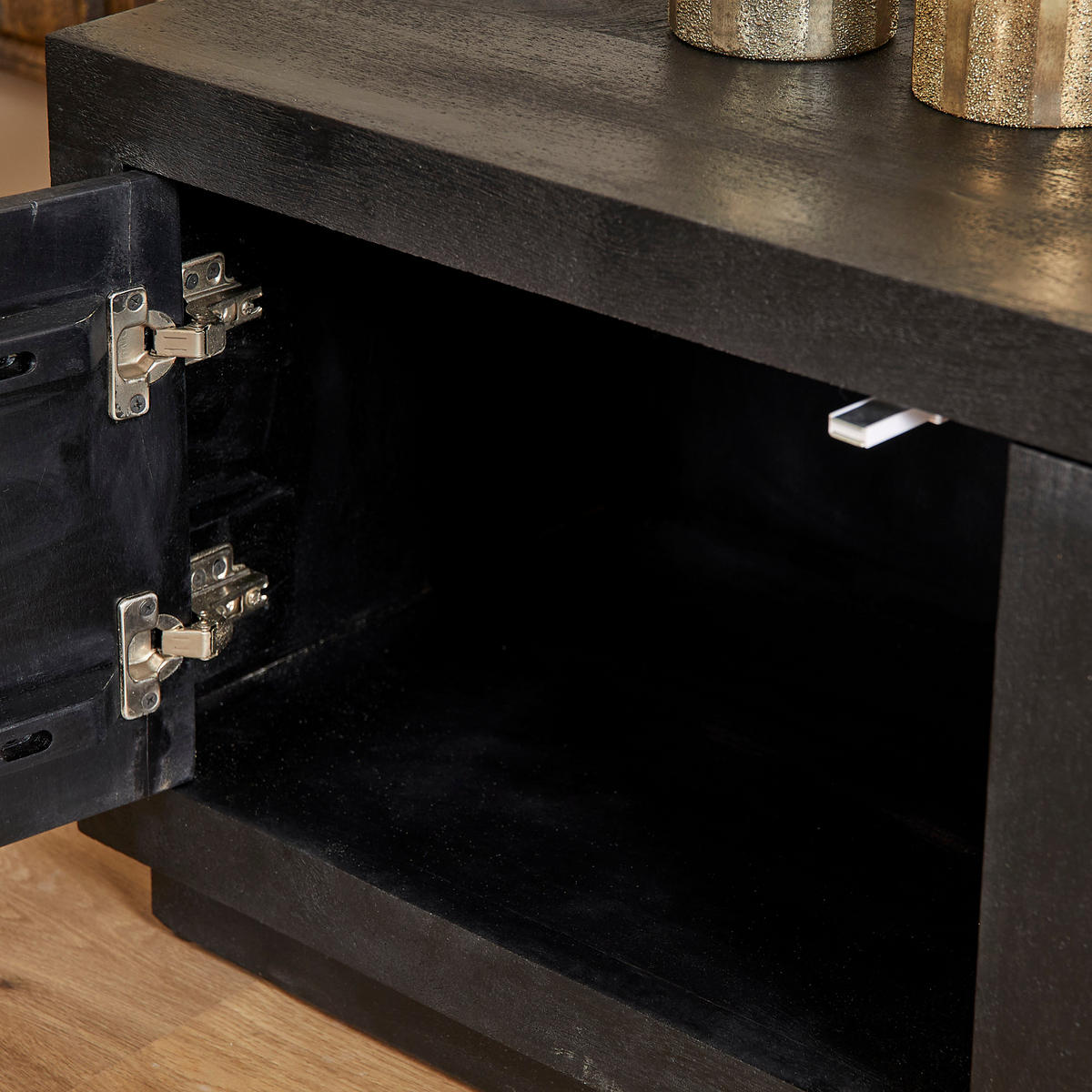 LOWBOARD Leuven Mangoholz 150 cm / 45 cm Schwarz - Schwarz, Holz (150/46/42cm) - Villa Möbel