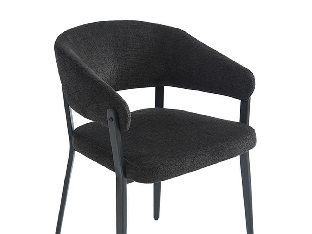 STUHL mit Armlehnen 2er-Set - Stoff & Metall - Schwarz - AVRELA - Schwarz, Textil (55/77/56cm) - Vente-Unique