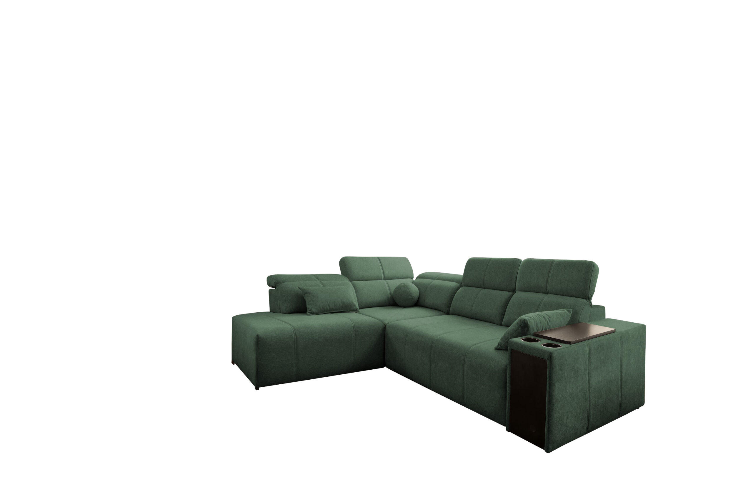 ECKSOFA Mindy VII mit Schlaffunktion und verstellbarer Rückenlehne, Stoff Verita Grün Links - Grün, Holz/Textil (230/288cm) - Kaiser Möbel