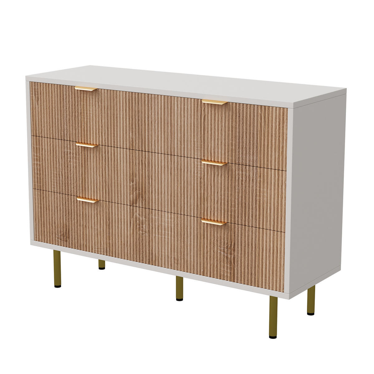 KOMODA 100 cm so zásuvkami, imitácia dreva, príborník, spálňa, biela - biela, drevo (110/73/34cm)