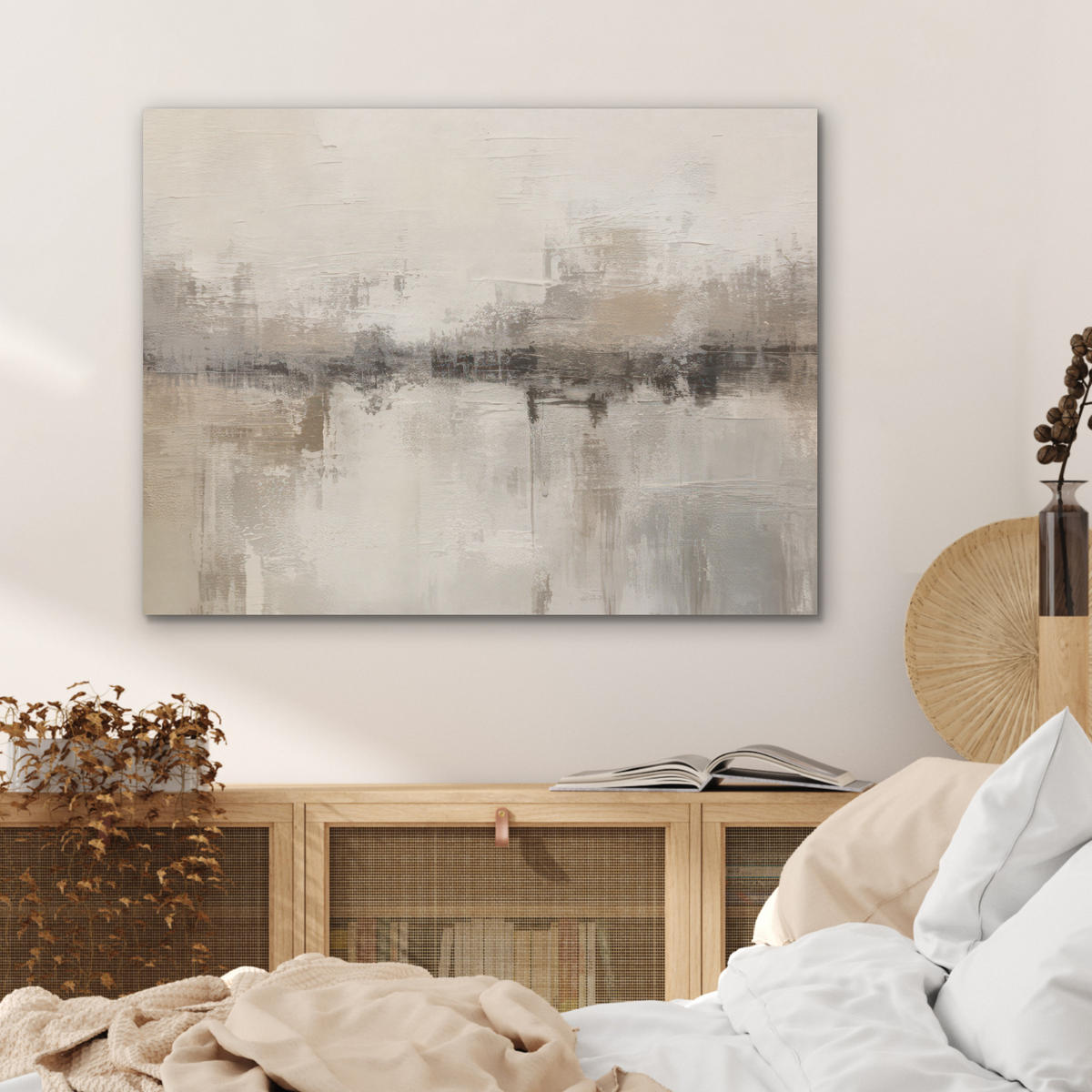 AKUSTIKPANEEL Moderne Kunst - Abstrakt - Beige 80x60 cm - Beige, Textil (80/0.9/60cm) - MuchoWow
