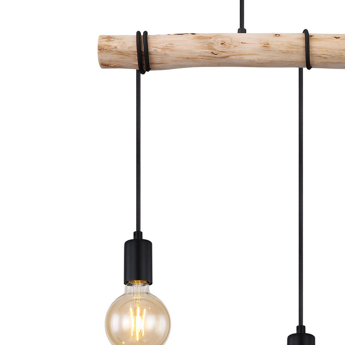 LED PENDELLEUCHTE GREGOR Metall Schwarz, höhenverstellbar - Schwarz, Holz (60/5/120cm) - Globo Lighting