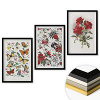 WANDBILDER 3er-Set - 40x60 cm Schwarzer Rahmen - Schmetterlinge, Blumen, rote Rosen - Schwarz, Kunststoff (40/60cm) - ArtPrintCave