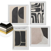 WANDBILDER 4er-Set - 50x50 cm & 40x60 cm Weißer Rahmen - Abstrakte minimalistische Poster - Weiß, Kunststoff (50/50cm) - ArtPrintCave