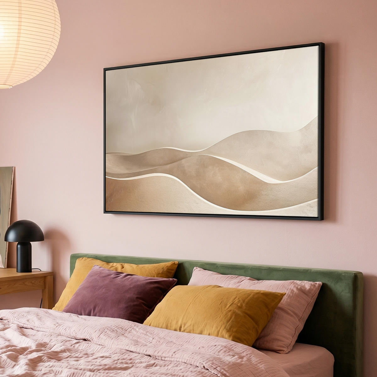 LEINWAND Bilder mit Rahmen - Beige - Natur - Abstrakt - Modern - 140x90 - Beige, Textil (140/90cm) - MuchoWow