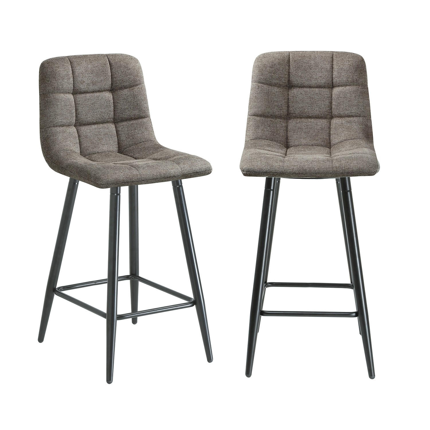 2ER-SET gepolsterter Hocker aus meliertem Stoff 42/94/51 cm - Braun, Textil (42/94/49cm) - Calicosy