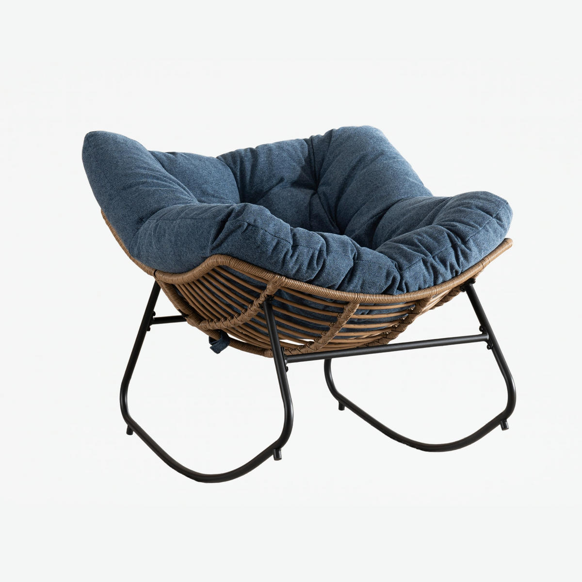 SCHAUKELSTUHL Blau Chenille, Metallrahmen - Blau, Textil (107/83/95cm) - Oxeza
