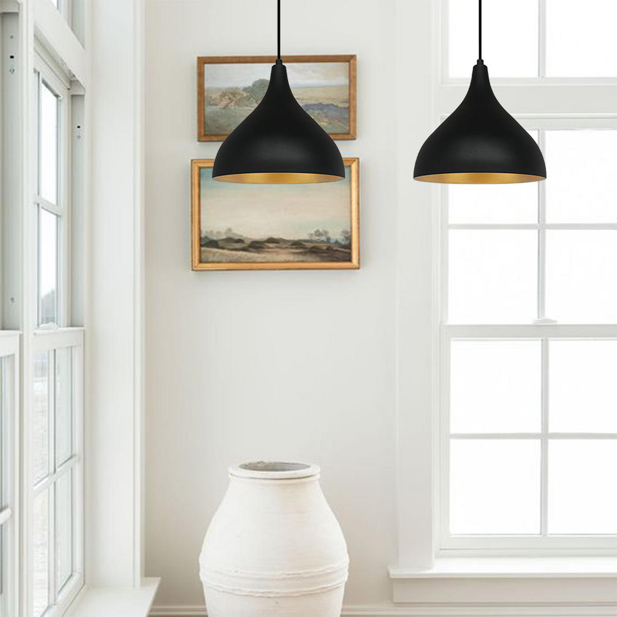 PENDELLEUCHTE Adash 26/30 cm - Schwarz, Metall (30/26/28cm) - Bamyum