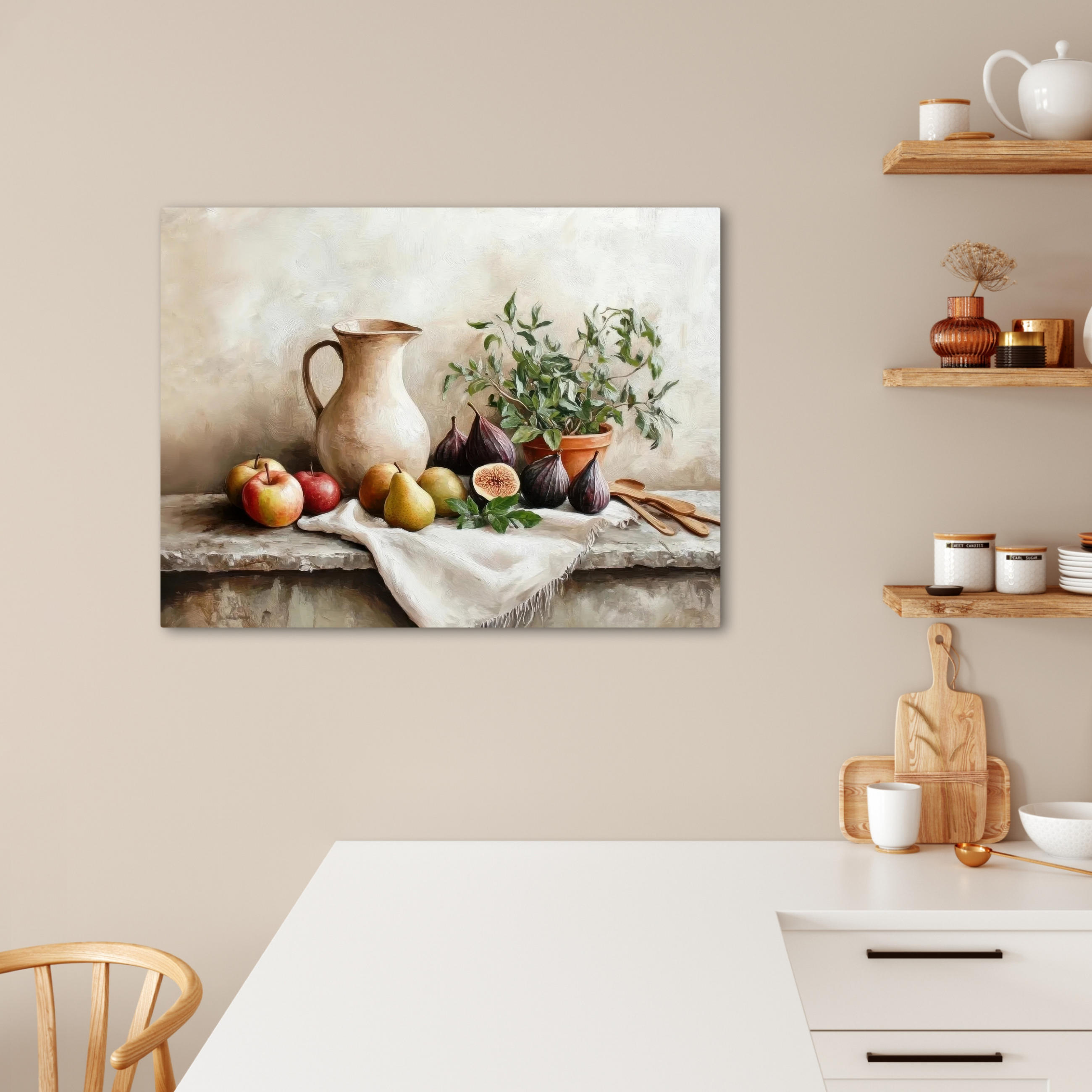 LEINWANDBILD Obst - Kräuter - Ländlich Wandbilder 80x60 cm - Naturfarben, Textil (80/60cm) - MuchoWow