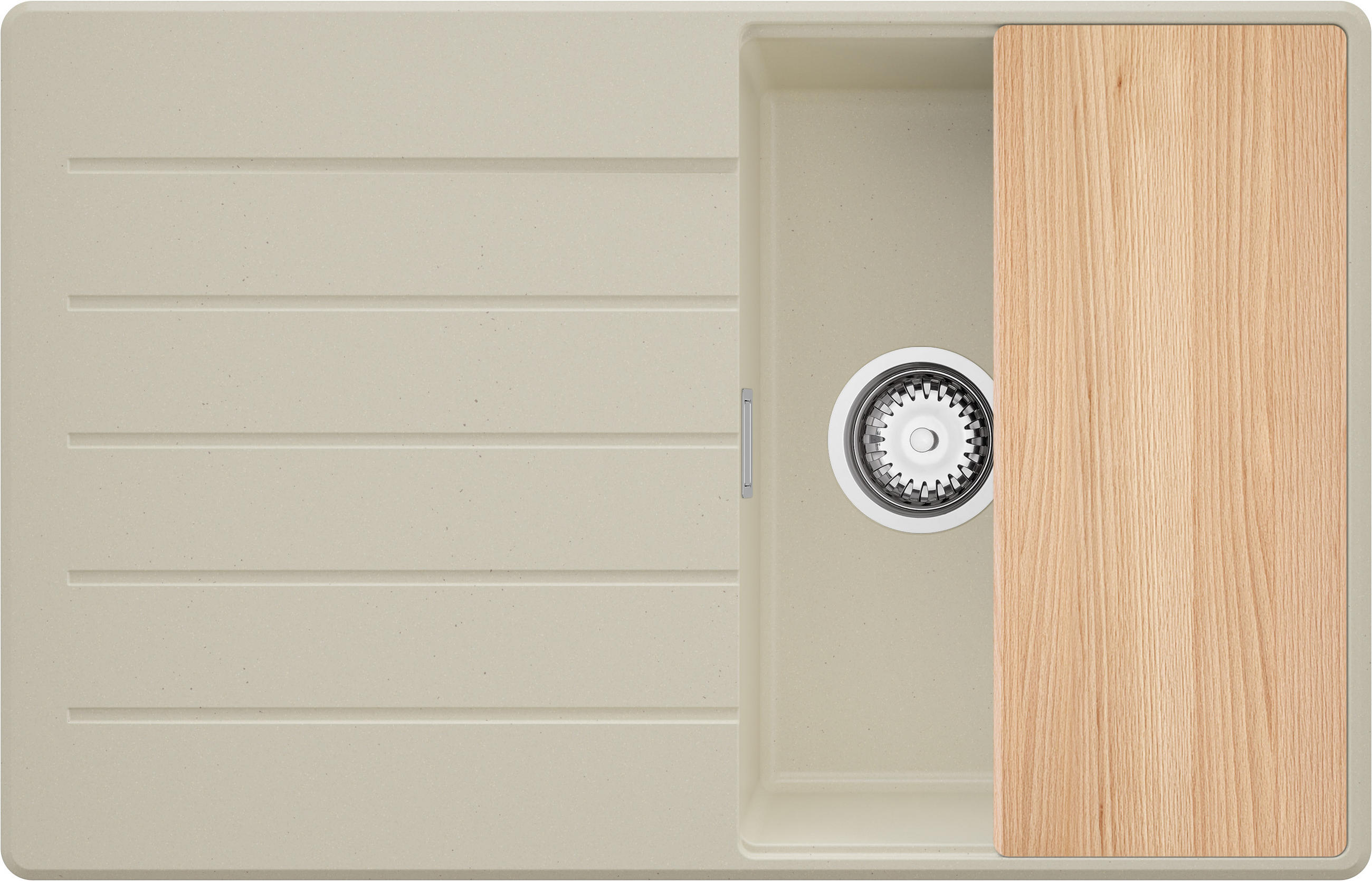 SPÜLBECKEN Kopenhagen, 2-er set Beige 78/50 cm 1 Becken + Ablauf-Set + Schneidebrett ab 45er Unterschrank - Chromfarben/Beige, Kunststoff (78/20/50cm) - Primagran