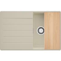 SPÜLBECKEN Kopenhagen, 2-er set Beige 78/50 cm 1 Becken + Ablauf-Set + Schneidebrett ab 45er Unterschrank - Chromfarben/Beige, Kunststoff (78/20/50cm) - Primagran