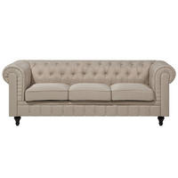 3-SITZER-SOFA Polsterbezug Beige Chesterfield - Beige, Textil (222/78/85cm) - Beliani
