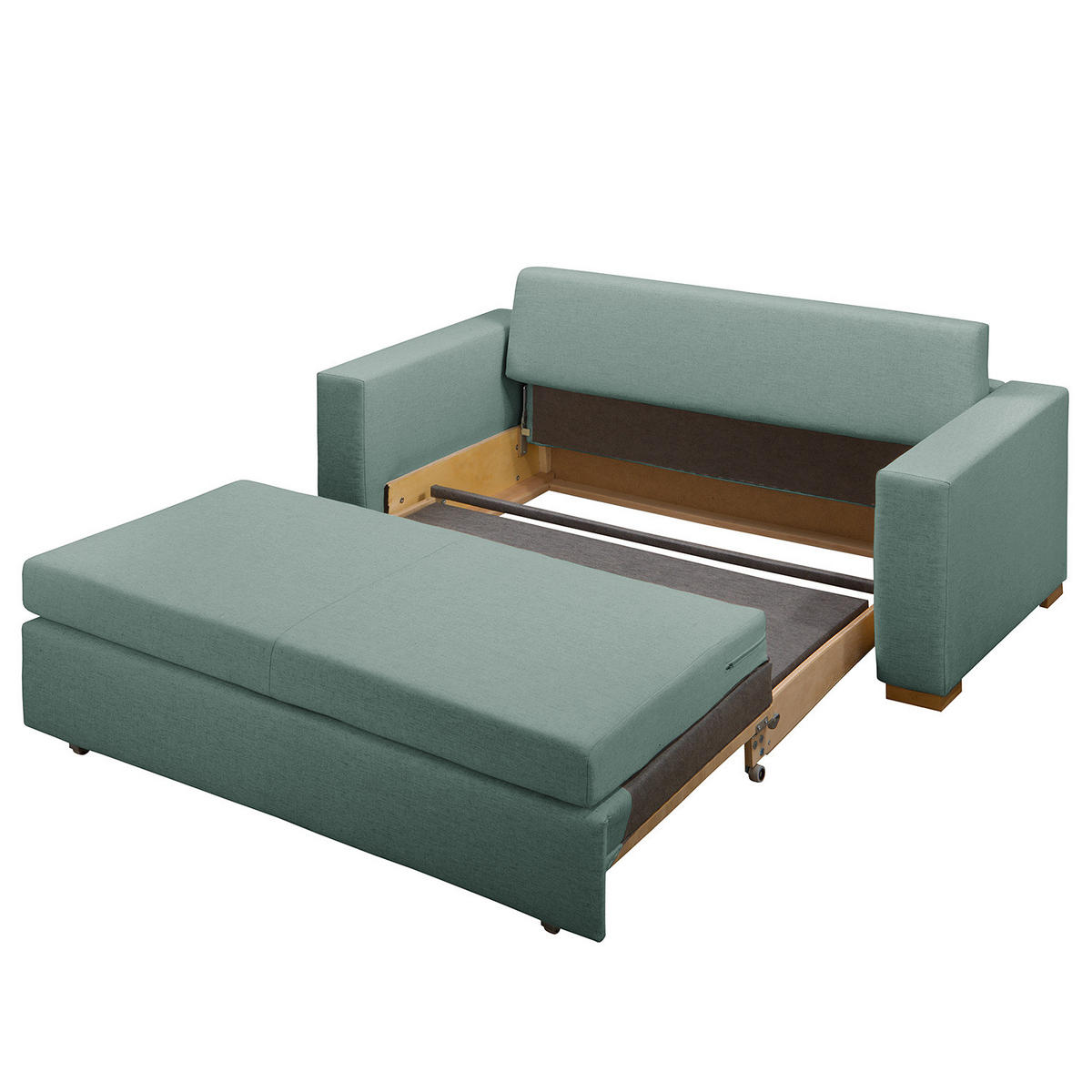 SCHLAFSOFA - Hellbraun/Mintgrün, Textil (173/90/90cm) - home24