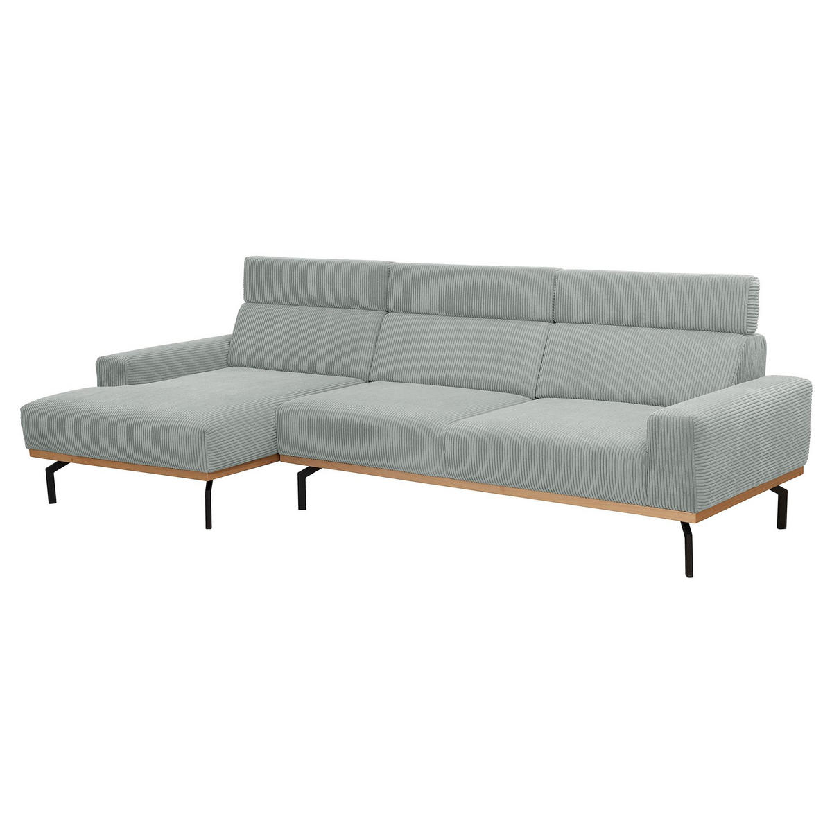 ECKSOFA mit Longchair links Katrien Cordstoff silber - Silberfarben, Kunststoff (135/280cm) - 58aufmkessel