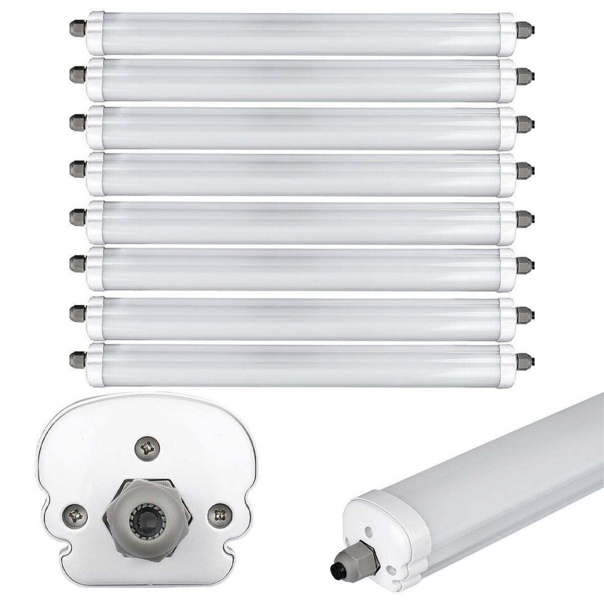 LED DECKENLEUCHTE Grau Kunststoff 8er Set - Grau, Kunststoff (120/8.6/7cm)