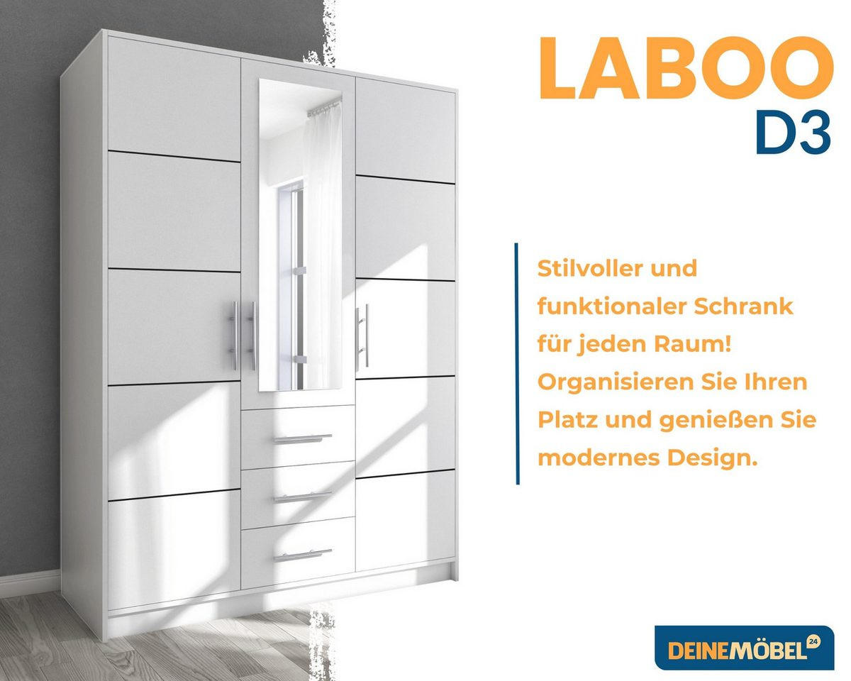 DREHTÜRENSCHRANK LABOO 147/200/58 cm in Weiß - Weiß, Holzwerkstoff (147/200/58cm) - Deine Möbel 24