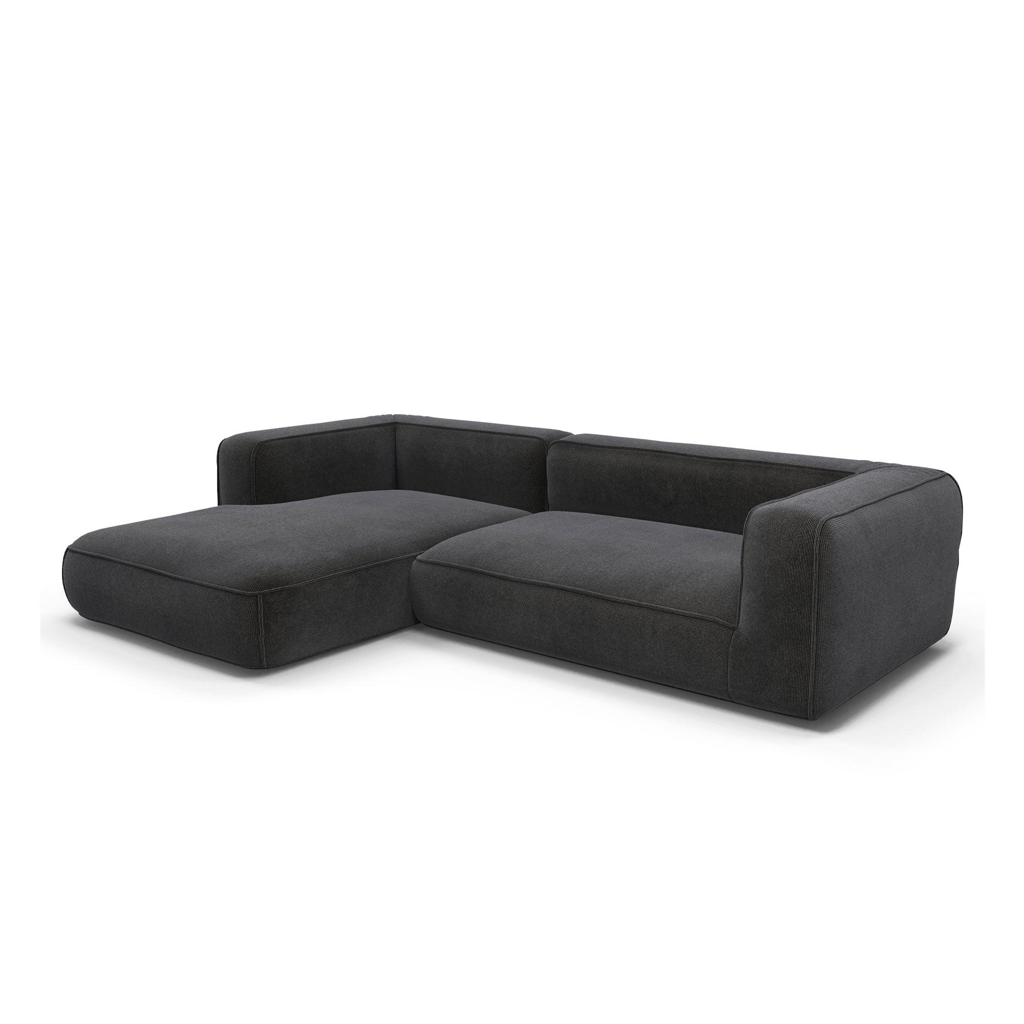 ECKSOFA (links) SOFIA Köpergewebe Grau 255cm - Grau, Textil (255/166cm) - Premium Interiors
