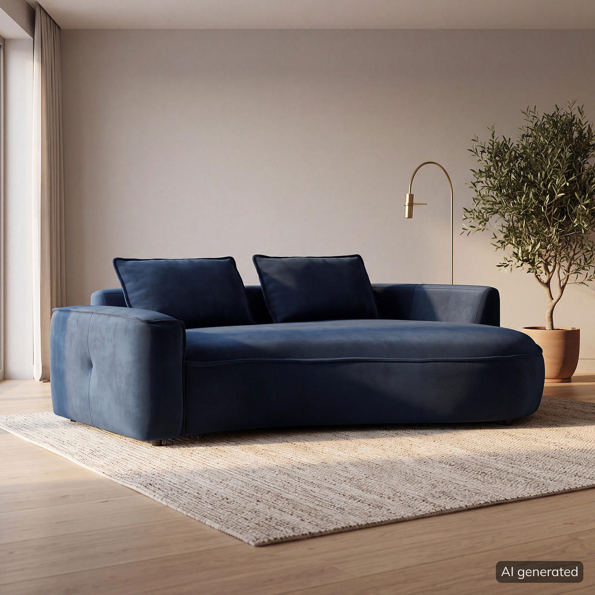 2,5-SITZER SOFA - Schwarz/Dunkelblau, Kunststoff/Textil (217/82/146cm) - home24