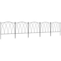 GARTENZAUN DE-18047 5-teilig, dekorativ mit Kurven Schwarz - Schwarz, Metall (1/62cm) - ComfortXL