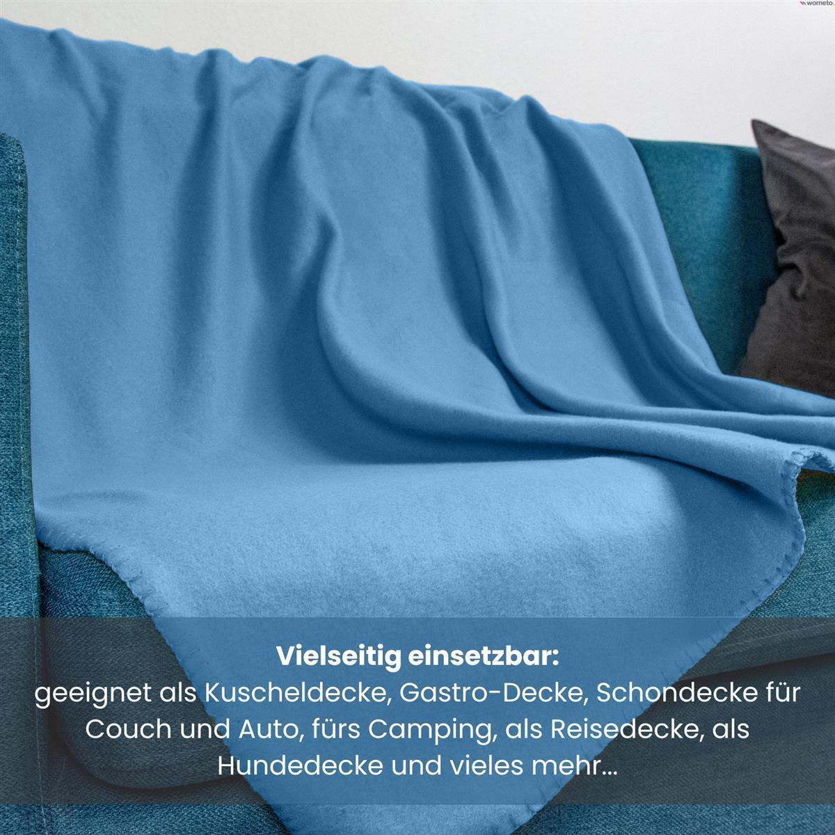 FLEECEDECKE 2er Set blau 130/160 cm Kettelrand Anti-Pilling - Blau, Textil (130/160cm) - wometo
