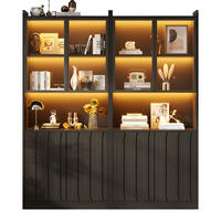 VITRINE 2er-Set 160x35x200 cm Schwarz LED Glastüren - Schwarz, Holzwerkstoff (160/200/35cm) - FLIEKS