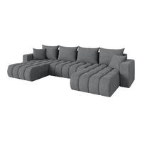SEDACÍ SOUPRAVA DO U s funkcí spaní a úložným prostorem MILA-U-v1 378x194x86 šedá velur - černá/šedohnědá, kompozitní dřevo/textil (378/86/194cm) - ALTDECOR
