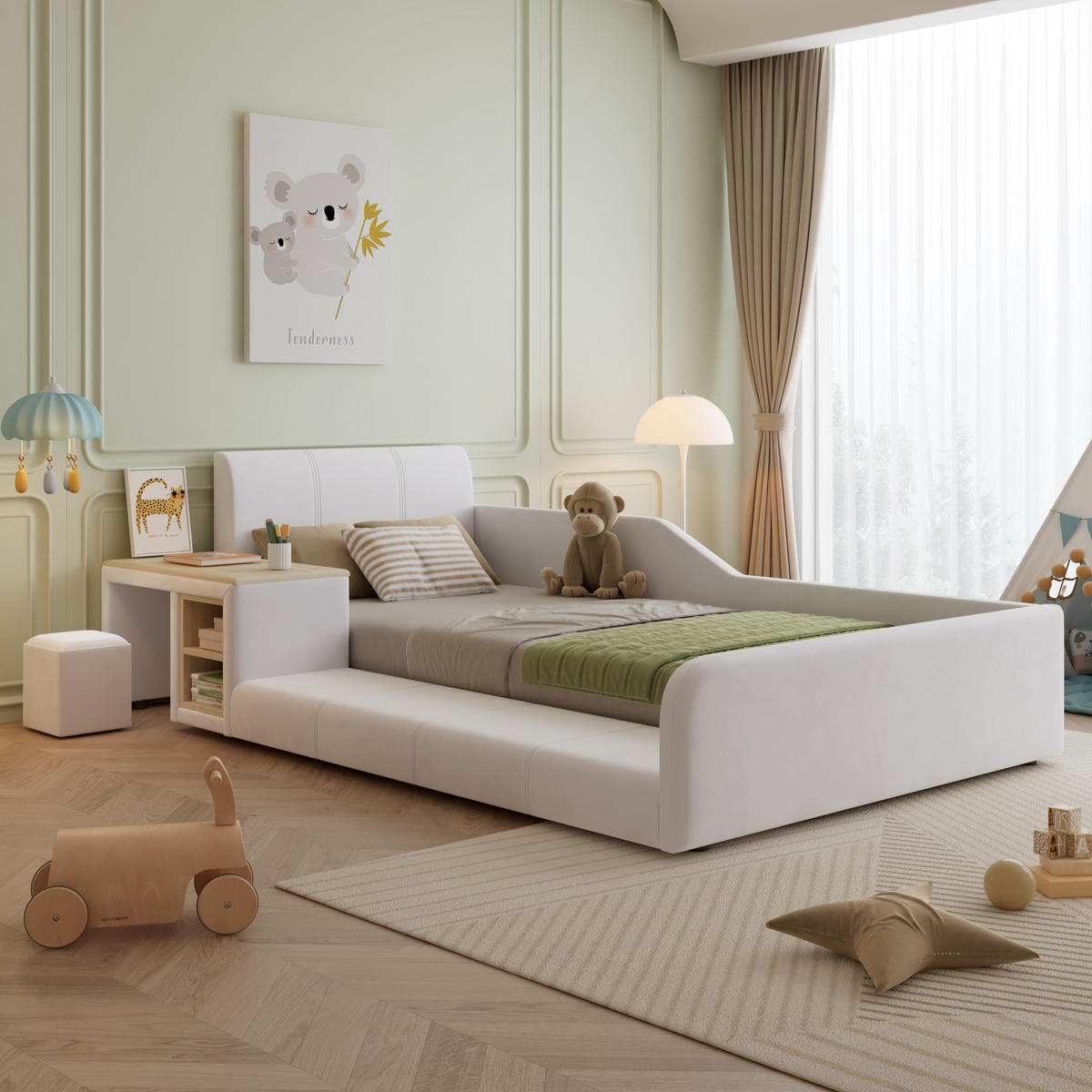 KINDERBETT 90x200 cm Tisch Samt weiß - Weiß, Textil (90/200cm) - Fortuna Lai