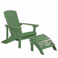 GARTENSTUHL mit Fußhocker Kunstholz grün Adirondack - Grün, Kunststoff (75/88/88cm) - Beliani