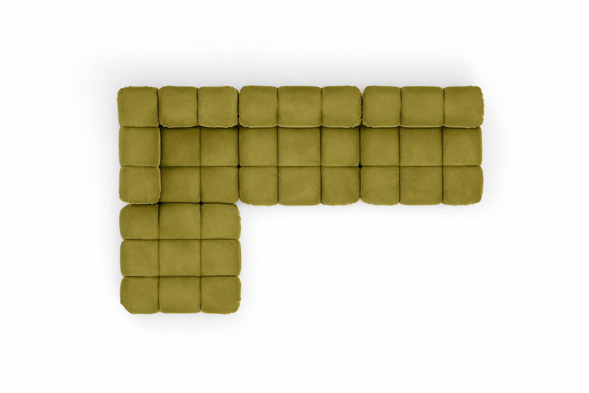 ECKSOFA L-Form Modulare, Veloursstoff Salvador, Olive, Links, Selia - Olivgrün, Holz (285/160cm) - Kaiser Möbel