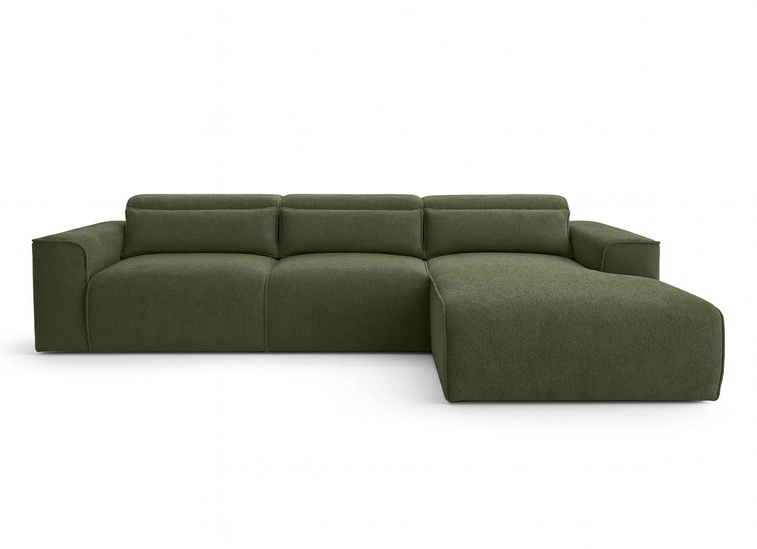 ECKSOFA L Form Ruyam Grün 310/165/78 cm – Schlaffunktion Rechts - Schwarz/Grün, Kunststoff/Textil (310/170cm) - AX Living