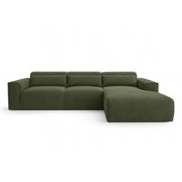 ECKSOFA L Form Ruyam Grün 310/165/78 cm – Schlaffunktion Rechts - Schwarz/Grün, Kunststoff/Textil (310/170cm) - AX Living
