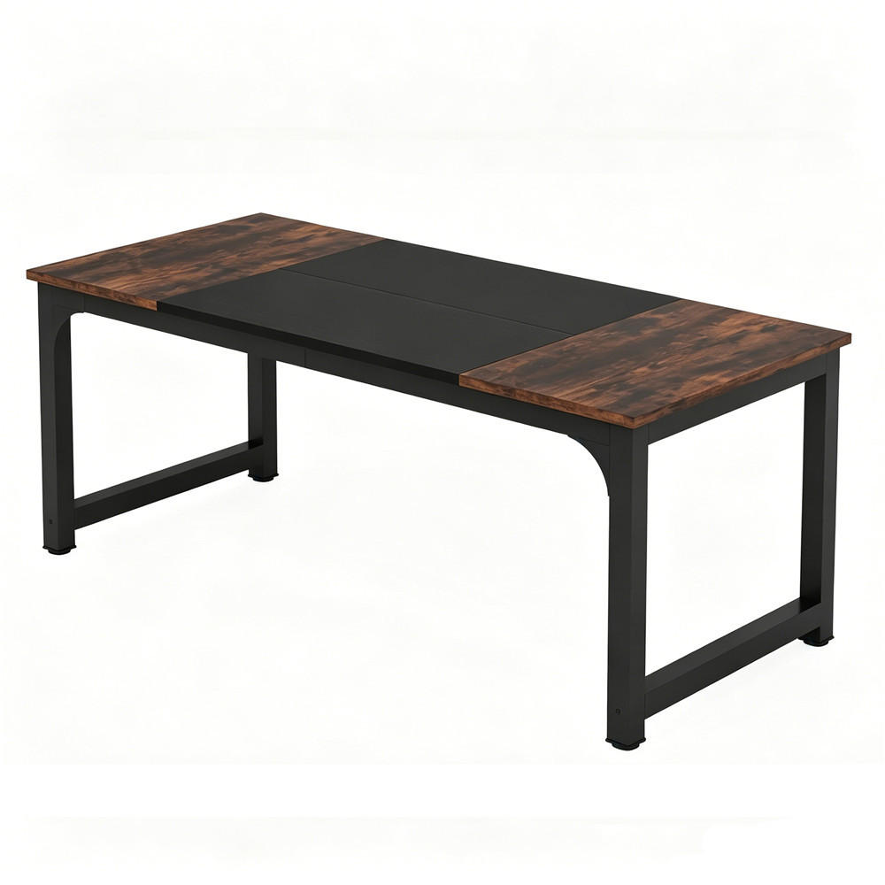SCHREIBTISCH 180/80/75 cm Braun Schwarz Computertisch - Braun, Holz (180/80/75cm) - Kaket