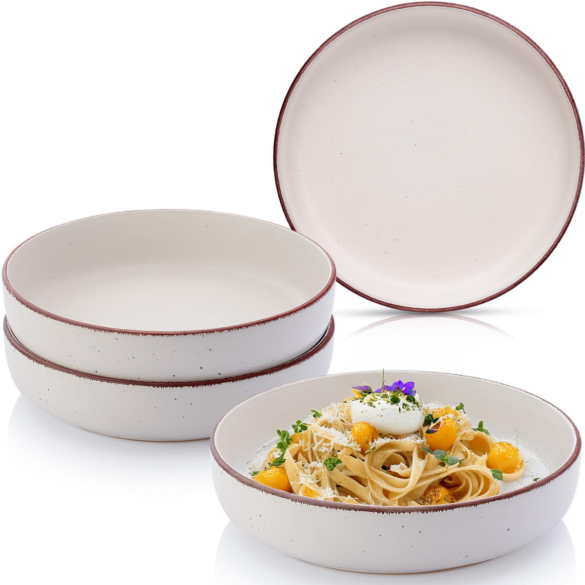 PASTASCHALEN BOMBAY IVORY - 4 teilig aus Steingut - Creme, Stein (20.5cm) - Sänger