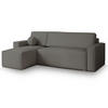 ECKSOFA RAVELO P Grau Kordstoff mit Schlaffunktion - Grau, Holz (240/140cm) - MASSENO