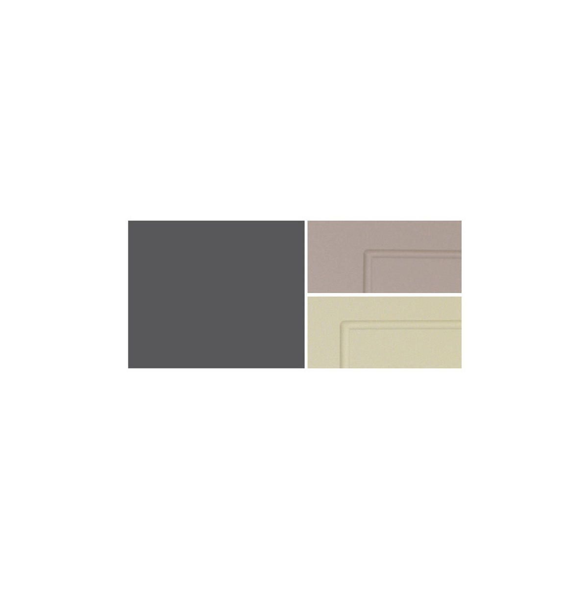 KÜCHENZEILE L-FORM Kvantum M1 lava / vanille beige matt 250 / 385 / 207cm 14-teilig - Creme/Grau, Holzwerkstoff/Metall (250/207/385cm) - Feldmann-Wohnen