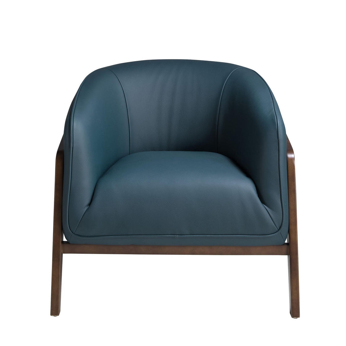 SESSEL in Petrolblau 82/87/73 cm - Walnussfarben/Petrol, Leder/Holz (82/73/87cm) - ANGEL CERDA