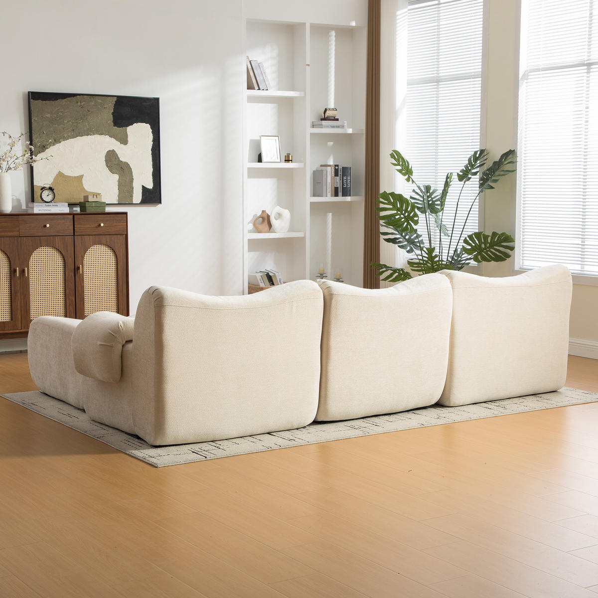 ECKSOFA Chenille Beige - Beige, Textil (284.5/181cm) - WISHDOR