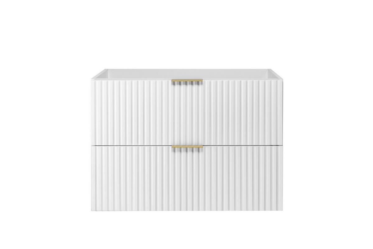 WASCHBECKUNTERSCHRANK, Weiß, 80 x 57 x 46 cm, Griff Gold, ohne Arbeitsplatte - Goldfarben/Weiß, Holzwerkstoff (80/57/46cm) - 3XE LIVING