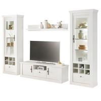 WOHNWAND weiß Pinie Landhaus, Wohnkombination 4-teilig, Soft-Close-Funktion - Weiß, Holzwerkstoff/Kunststoff (322/201/45cm) - Furn.Design