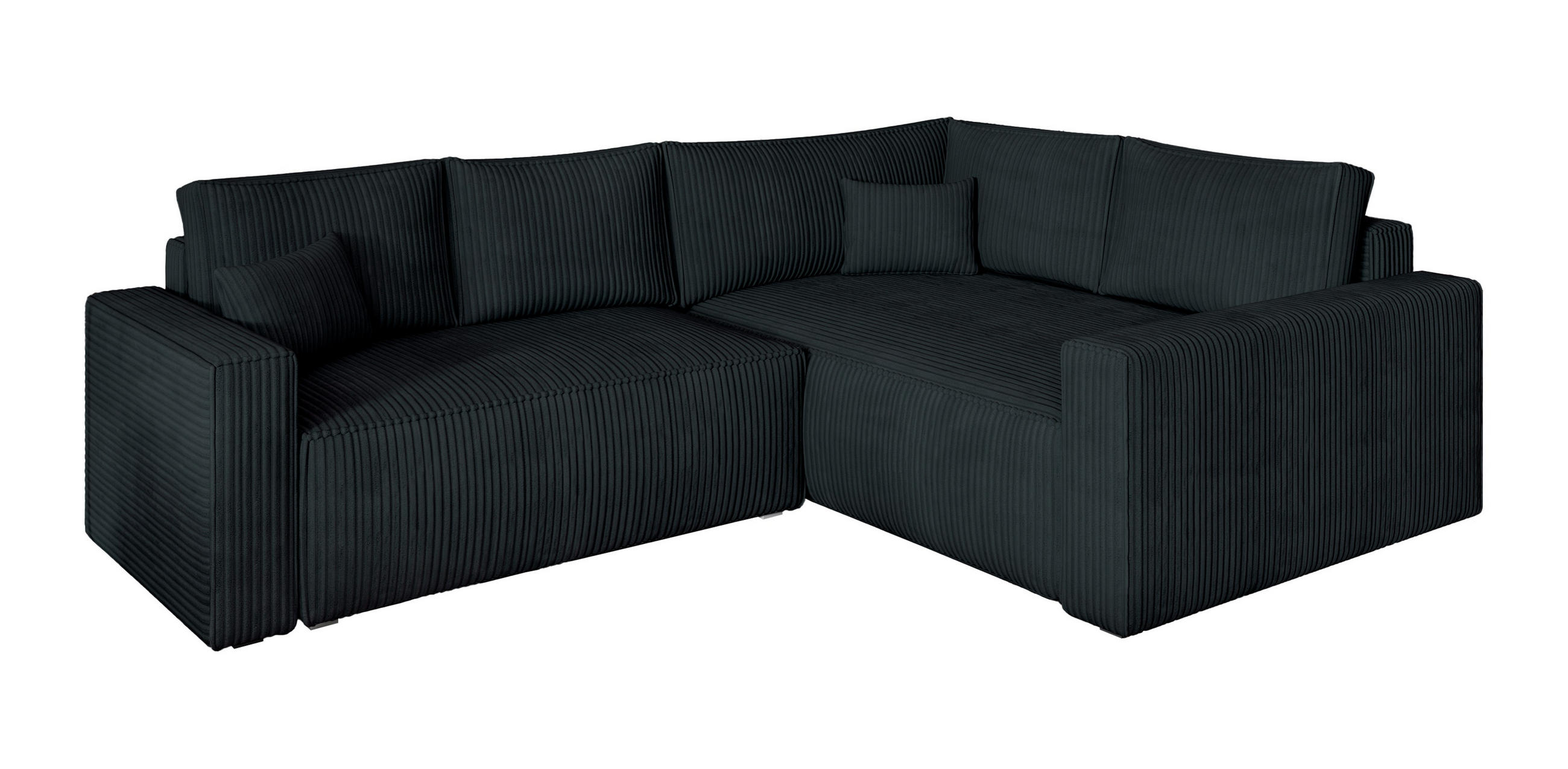 ROHOVÁ SEDAČKA ERONIS černá - šedá/černá, dřevo/textil (265/194cm) - MASSENO