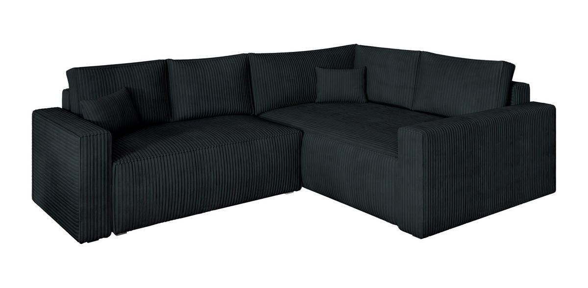 ROHOVÁ SEDAČKA ERONIS černá - šedá/černá, dřevo/textil (265/194cm) - MASSENO