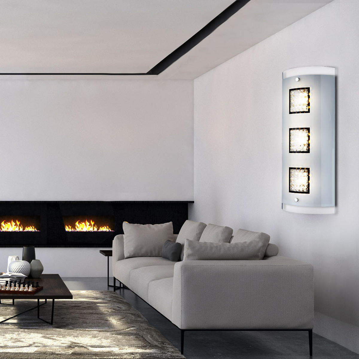 LED WANDLEUCHTE Sterni Metall Silber - Silberfarben, Glas (18/40/6.2cm) - Globo Lighting