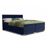 BOXBETT Fren - 140x200 - blau (Kronos 09, Velvet) - Blau/Beige, Holz/Holzwerkstoff (140/200cm) - Sofnet