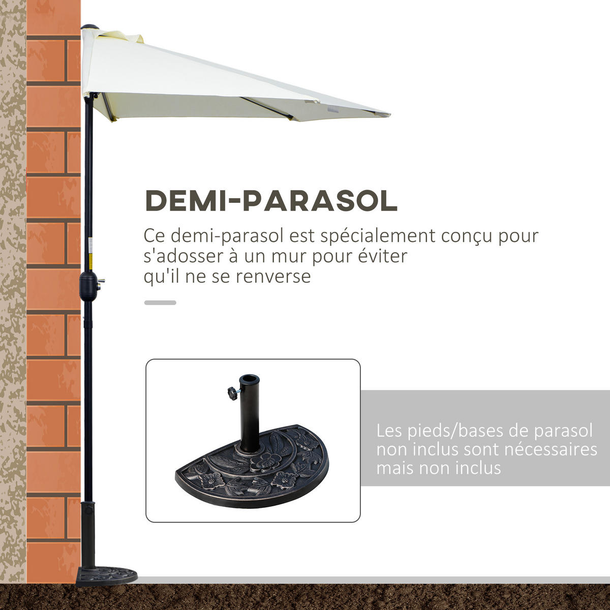 SONNENSCHIRM 260/135/230 cm DE-11421 Beige - Beige, Metall (135/260cm) - ComfortXL