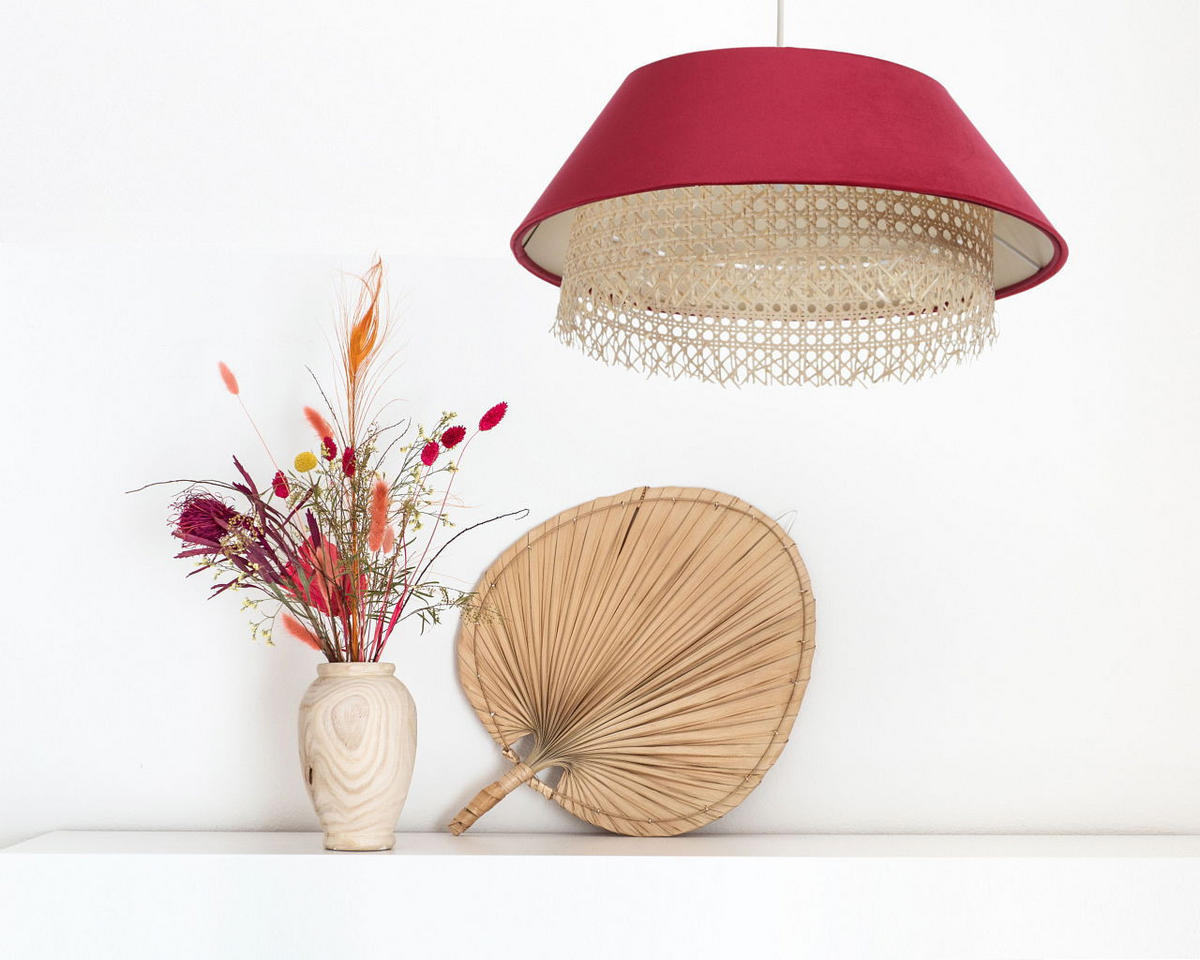 HÄNGELEUCHTE Rot 40/19 cm - Rot, Naturmaterialen (40/1.3/19cm) - ONZENO