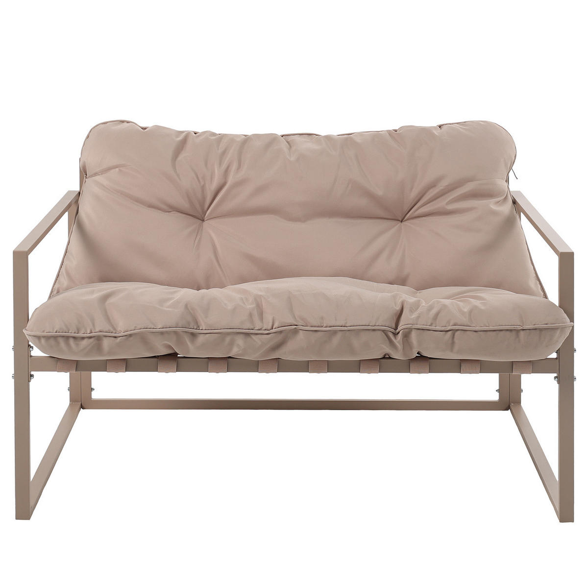 GARTENSITZGRUPPE - Eisen / Polyester - Schwarz / Grau - 4-teilig - Beige, Glas/Textil - home24