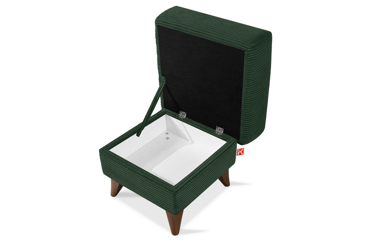 FUẞSTÜTZE GUSTAVO II, Dunkelgrün - Dunkelgrün/Braun, Holz/Holzwerkstoff (53/49/53cm) - KONSIMO®
